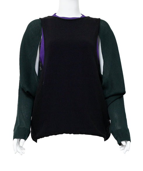 Cut-Out Panel Layered Knit Top